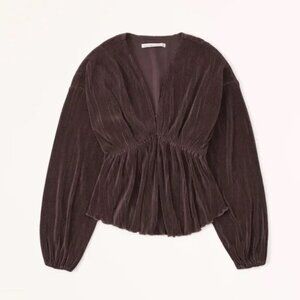 Abercrombie Long-Sleeve Easy Waist Satin Top (Size Small)